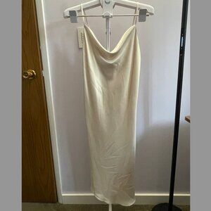 Silky Asymmetrical Cowl Neck Dress